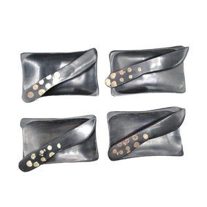 Vintage Genuine Water Buffalo Horn Butter Trays & Wooden Ascent Knives 4pc Set